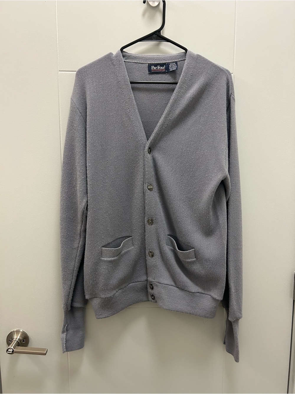 Vintage Par Four Sportswear Gray Cardigan Sweater Medium 38-40 USA Old Money